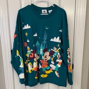 Disney Spirit crew neck! Teal Mickey & Friends Graphic Long-Sleeve Sweatshirt